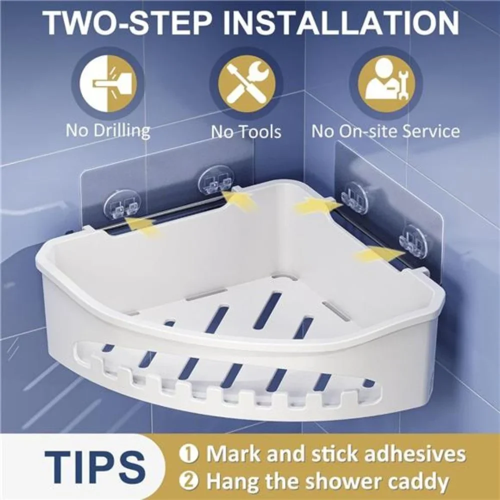 2 Pack Shower Caddy, Space-Saving Corner Shower Caddy Organizer Shelf, White